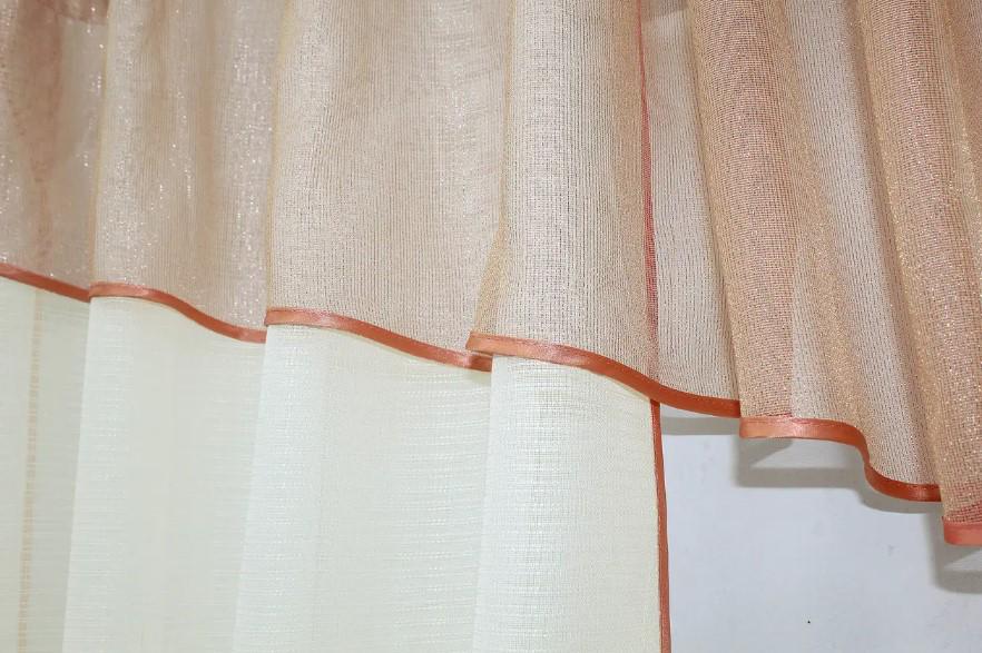 Занавеска на кухню/балкон шифон290х170 см Молочный/Персиковый (00к 59-482) - фото 3 Занавеска на кухню/балкон шифон290х170 см Молочный/Персиковый (00к 59-482) - фото 3