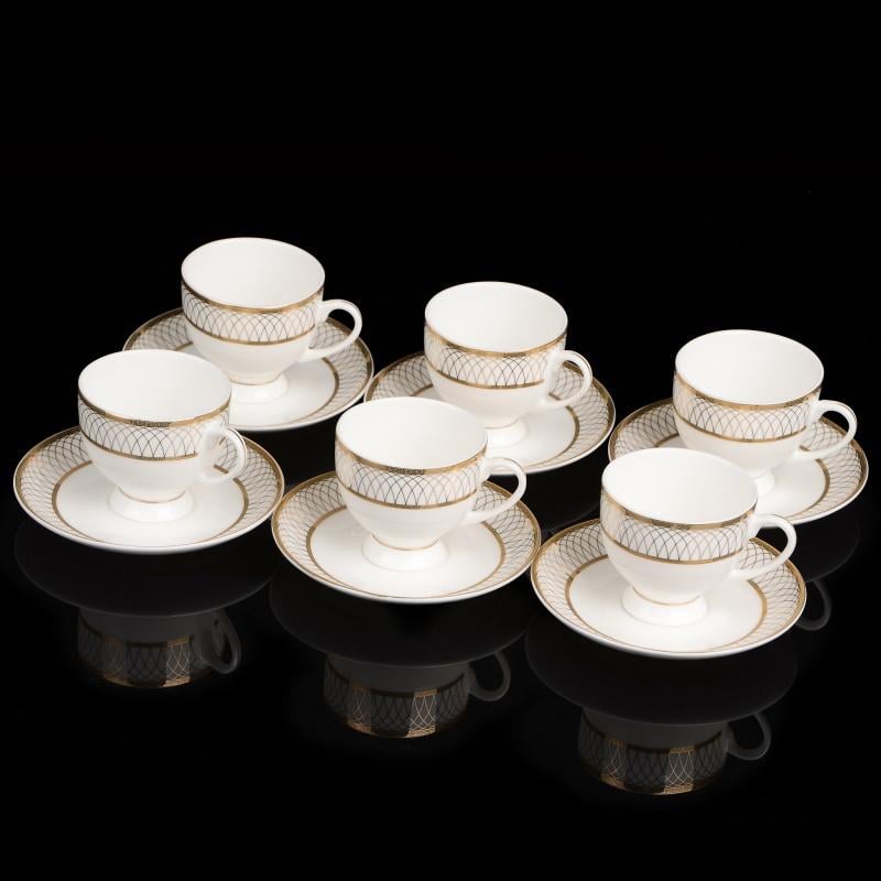 Набір кавових чашок з блюдцями Lora NP83 6х6 120 мл Набір кавових чашок з блюдцями Lora NP83 6х6 120 мл