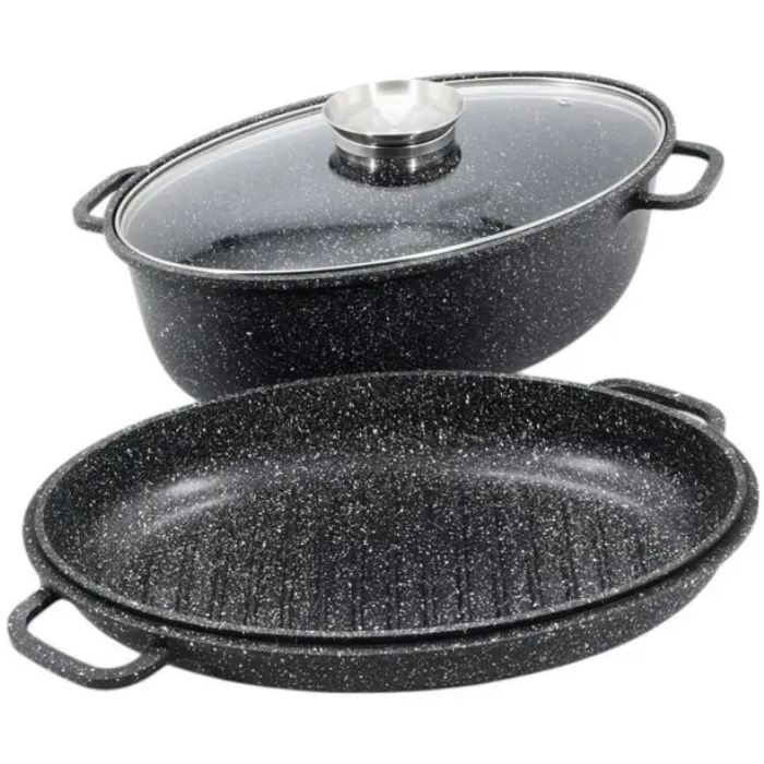 Гусятниця з жаровнею Styleberg з мармуровим покриттям Чорний (ST-3034)