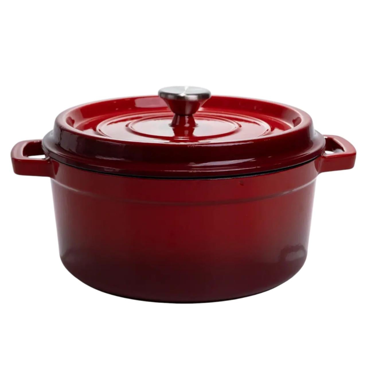 Каструля чавунна емальована з кришкою 24 см 3,5 л (HP-1-1-RED)