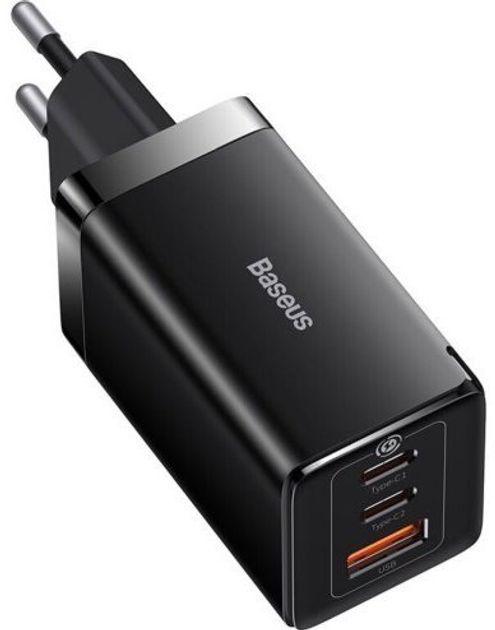 Зарядний пристрій BASEUS GaN5 Pro 65W з двома портами USB-C та USB та кабелем USB-C Чорний - фото 2