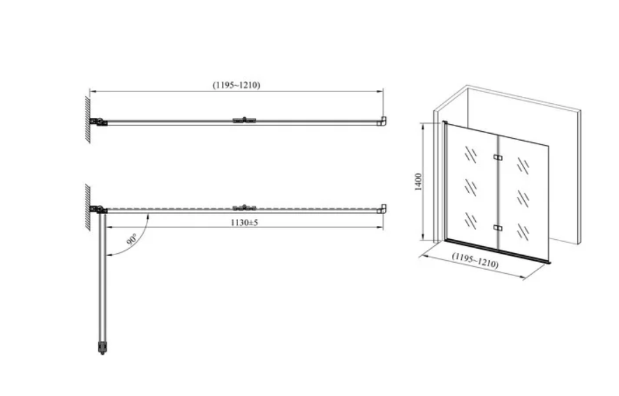 Стеклянная шт.орка для ванны AVKO Glass 647 120x140 см Clear - фото 2