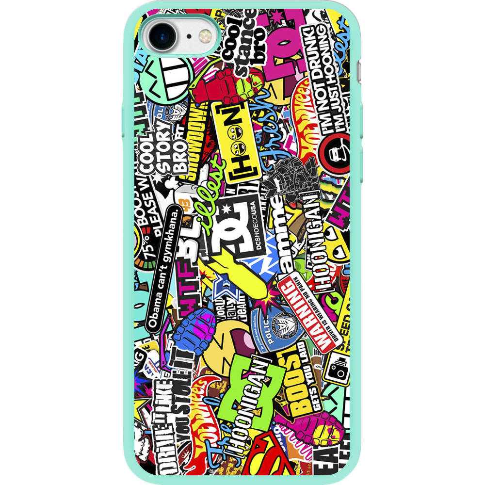 Чехол BoxFace Apple iPhone 7/8 SE  2020 Multicolored Inscriptions Мятный силикон (26205-up880-35447)