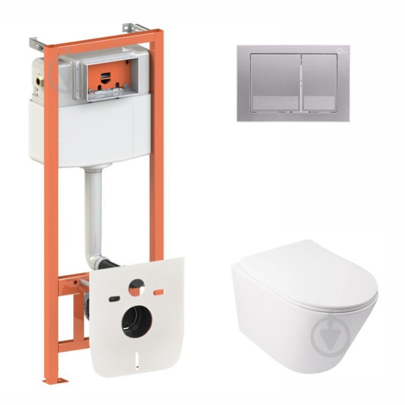 Набір Qtap Інсталяція 3 В 1 Nest Qt0133M425 З Панеллю Змиву Квадратної Qt0111M06029Sat + Унітаз З Сидінням Swan Qt16335178W