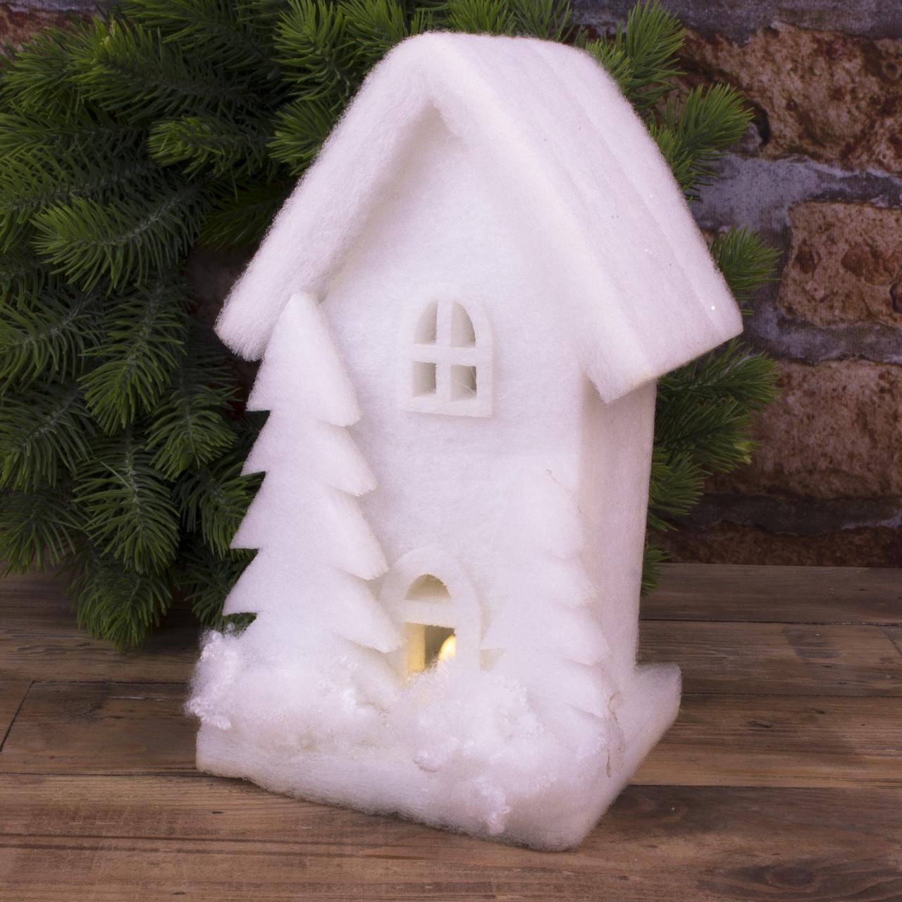 Статуэтка флизелиновая дом с Led подсветкой Белый (3809)