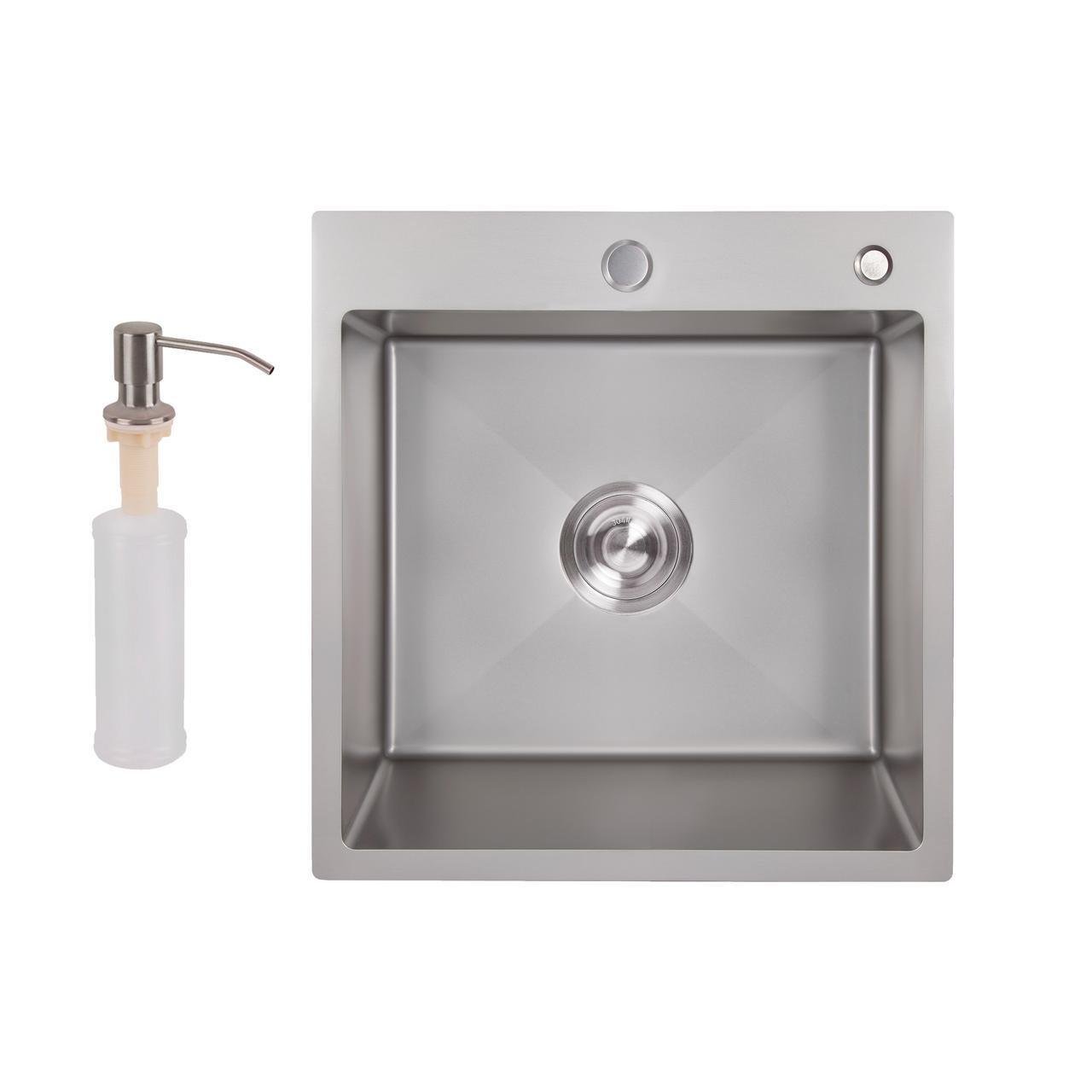 Мийка для кухні інтегрована Lidz Handmade H5050G LDH5050GPVD43620 3,0/1,0 мм Brushed Grey PVD