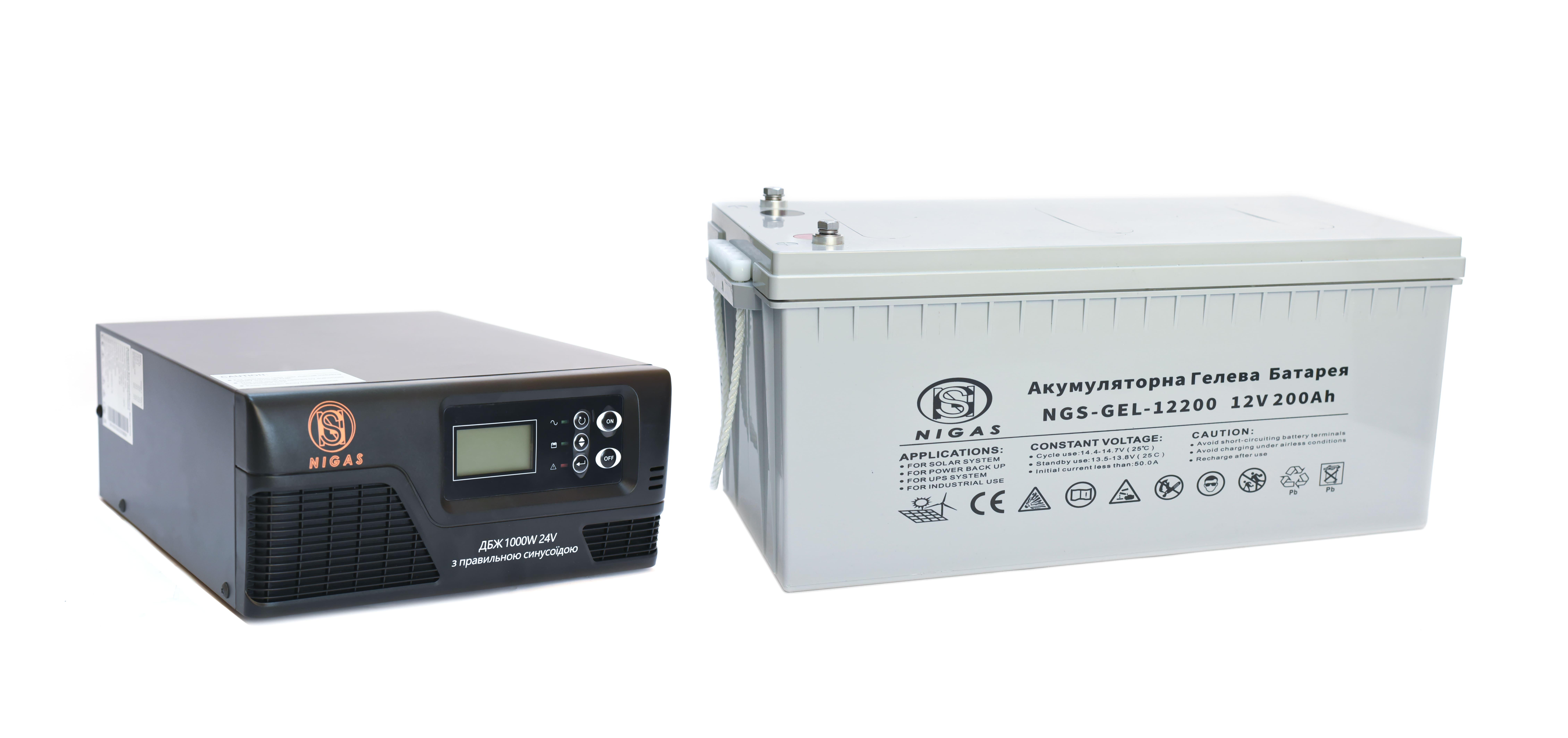 Комплект резервного живлення ДБЖ + гелева батарея NGS-1024 + 2 АКБ NGS-GEL-12200 4800W