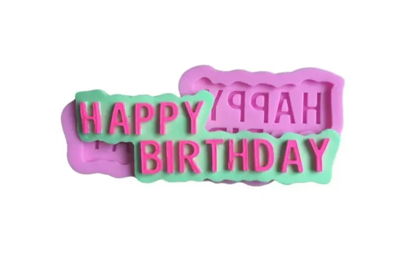 Молд силиконовый Happy Birthday 101x43 мм Розовый (40521)