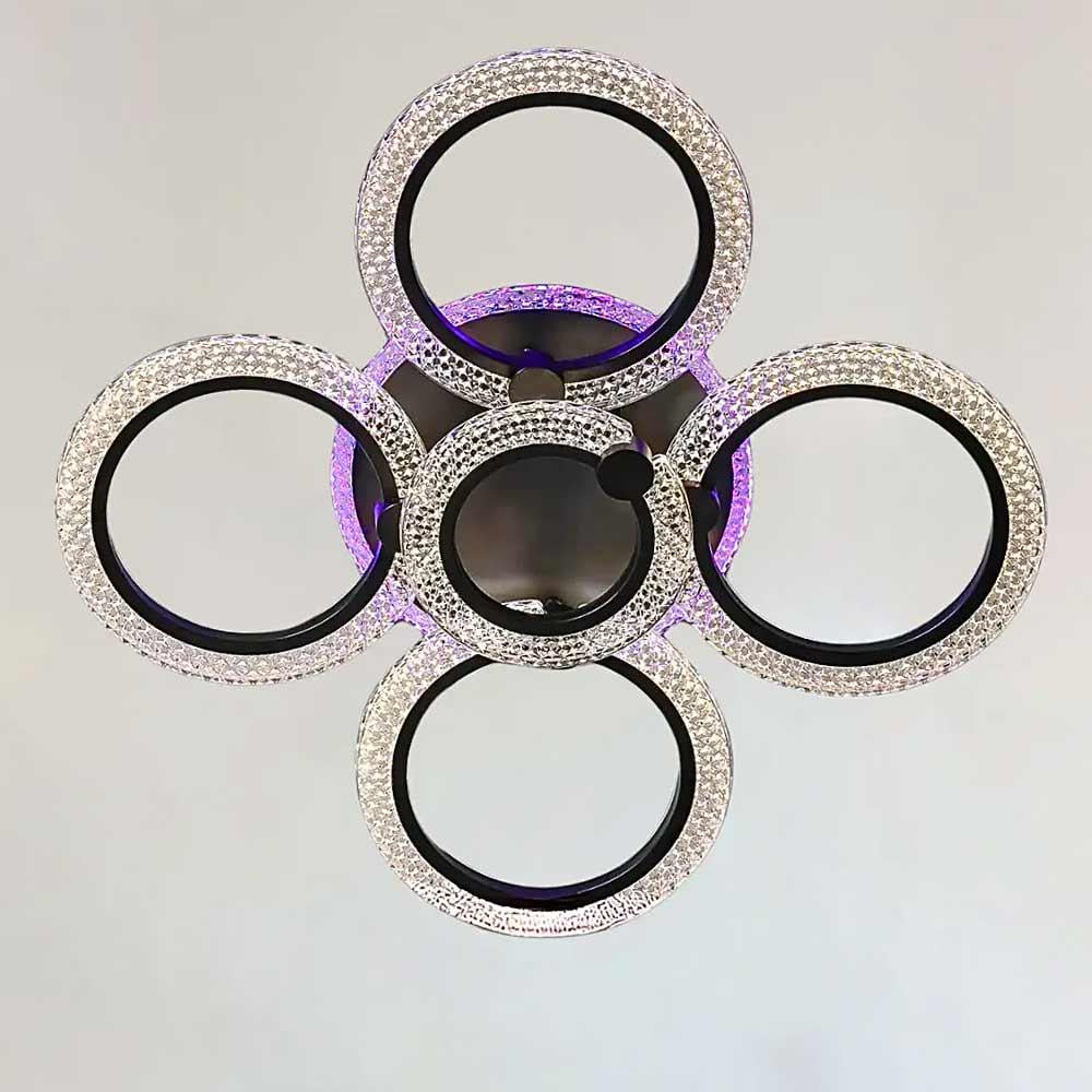 Люстра потолочная светодиодная Light House SC-19285/4/1C BK PK/BU/PL 102W/20W 2,4G 690х130 мм Черный