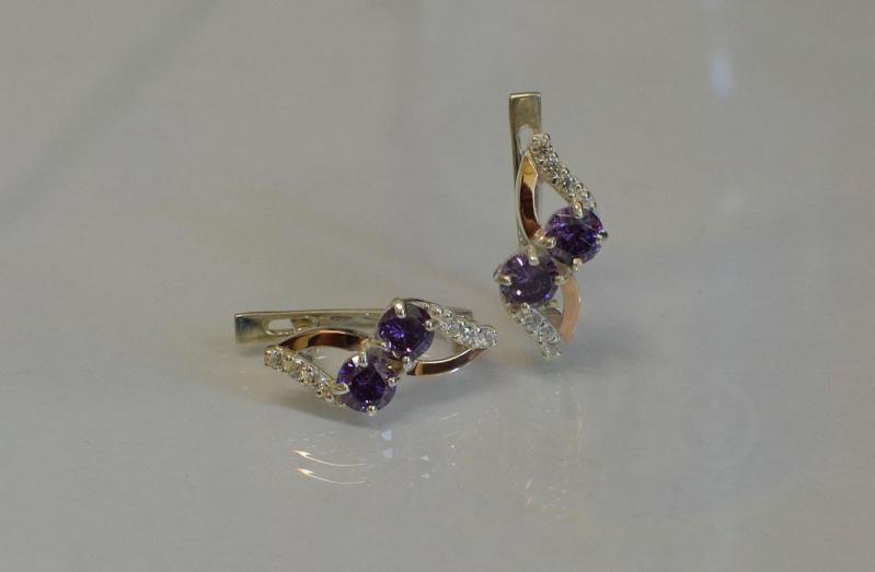 Серьги серебряные Sil 076s-11 Аметист (Sil-959)