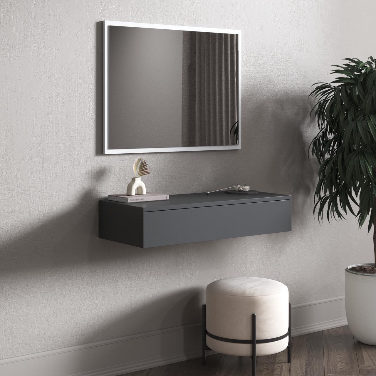 Туалетный столик навесной VAYS с выдвижным ящиком 80х30х16 см Антрацит (30492014) - фото 1 Туалетный столик навесной VAYS с выдвижным ящиком 80х30х16 см Антрацит (30492014) - фото 1