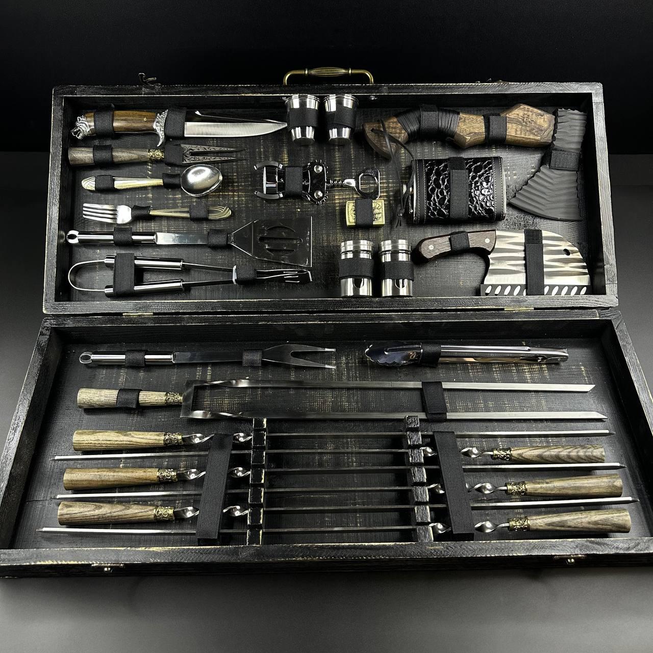 Набор шампуров в кейсе ручной работы Premium Lux 26