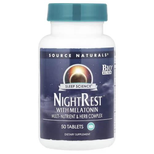 Мелатонин Source Naturals Sleep Science NightRest With Melatonin 50 Tablets (SNS-00357)