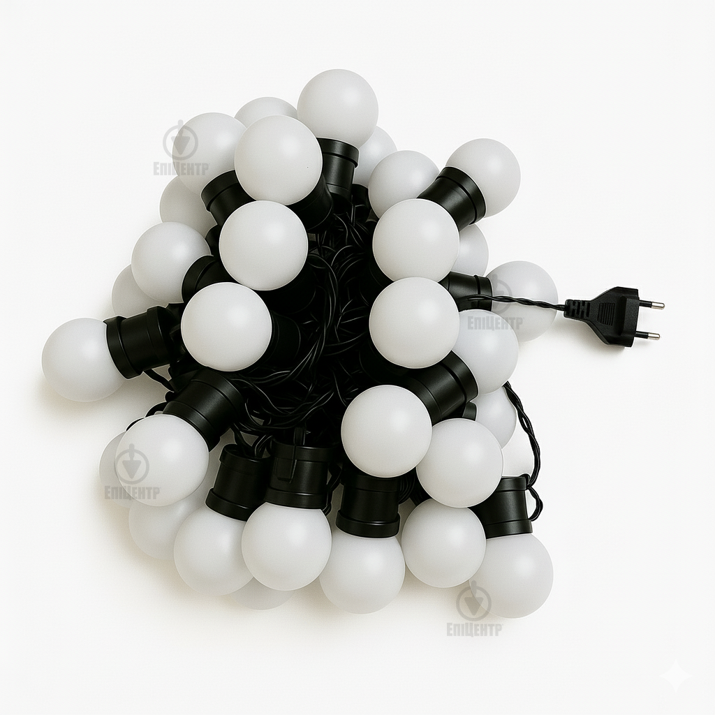 Гірлянда з матовими лампочками 220 V/10 м/40 LED послідовне підключення/тепле біле світло/для дому та вулиці (700209) - фото 4