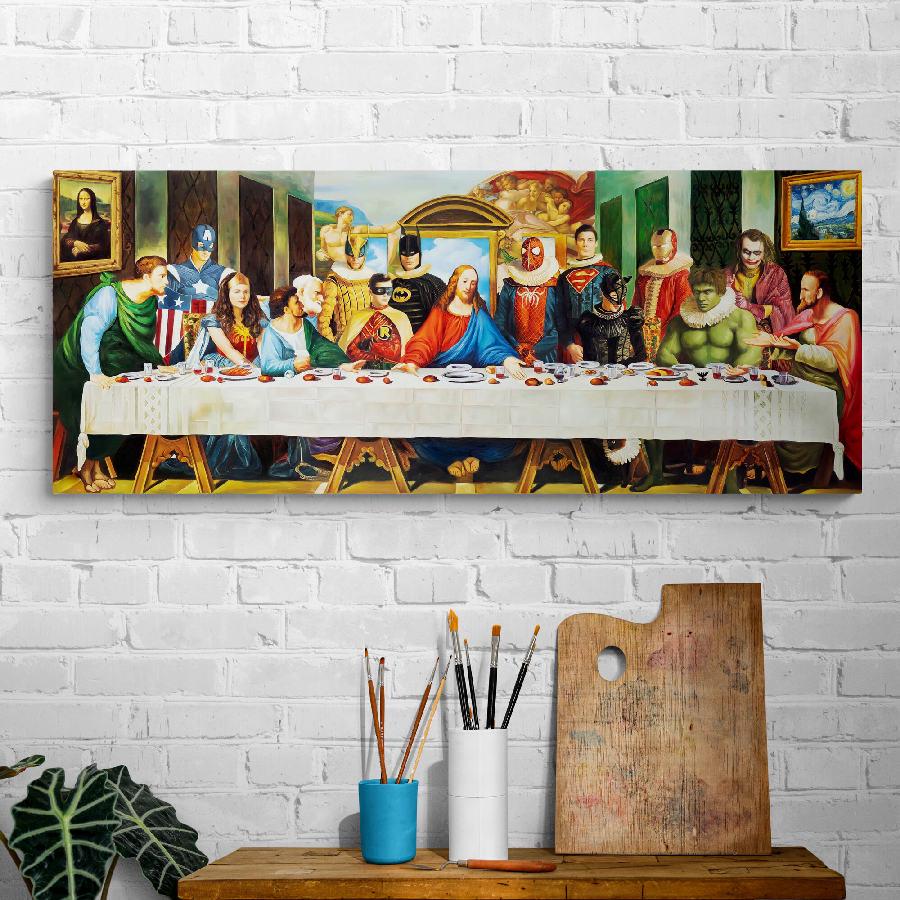 Картина на холсте HolstPrint Тайная вечеря с супергероями 40х120 см (RK0025)