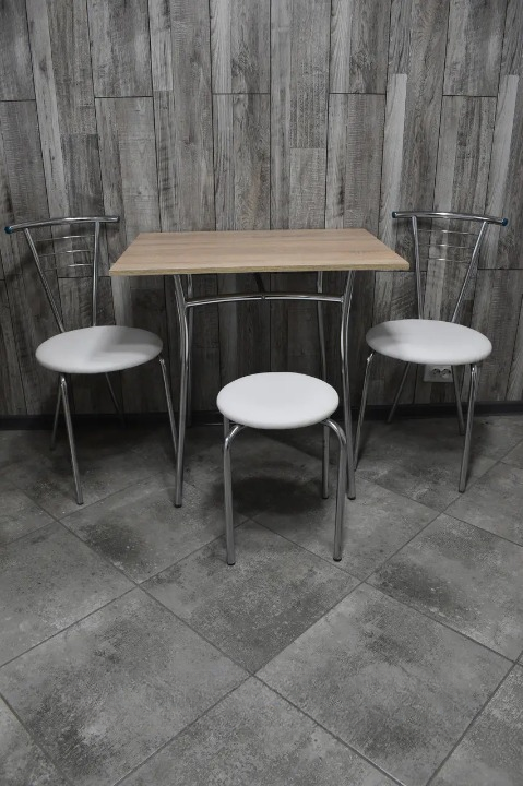 Кухонний комплект Тіна Тріо стіл/стільці 2 шт./табурет 60х80х75 см Сонома/Білий (28374623)