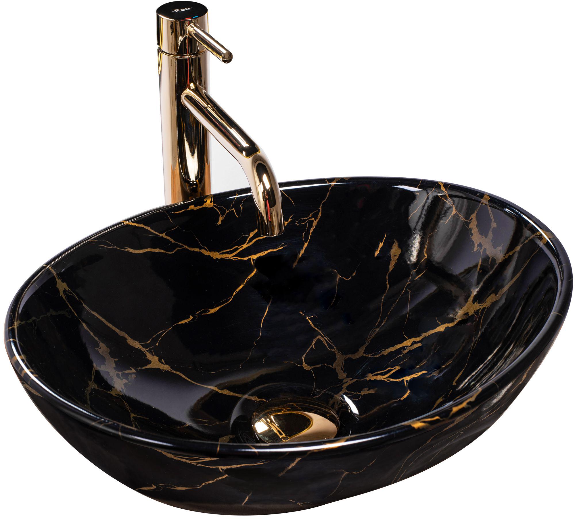 Умывальник накладной REA SOFIA MARBLE BLACK REA-U5611 410x345x150 мм Черный (133527)