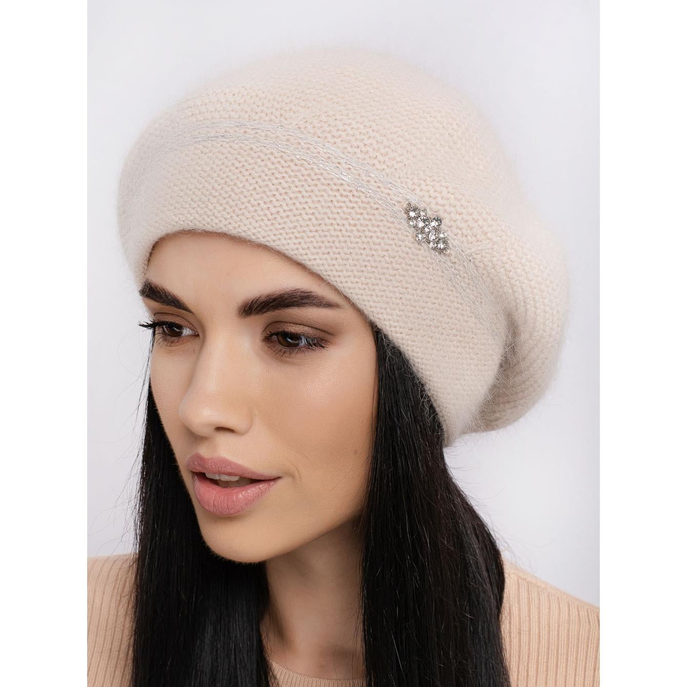Берет женский ангоровый Leks Чаривниця one size Светло-бежевый