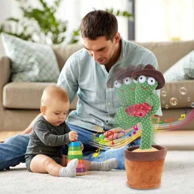 Іграшка м'яка дитяча Кактус Ковбой 32 см від батарейок 3АА (2727544266) - фото 2