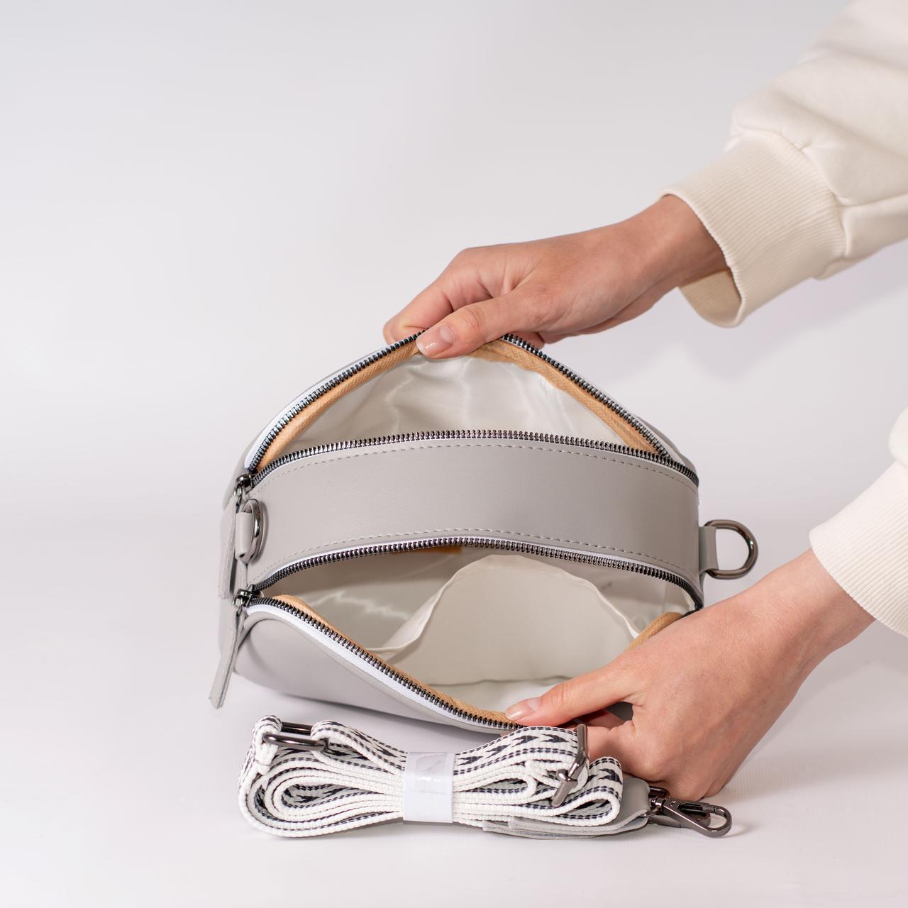 Сумка женская кросс-боди XENIA № 43-24 из эко-кожи Серый - фото 3