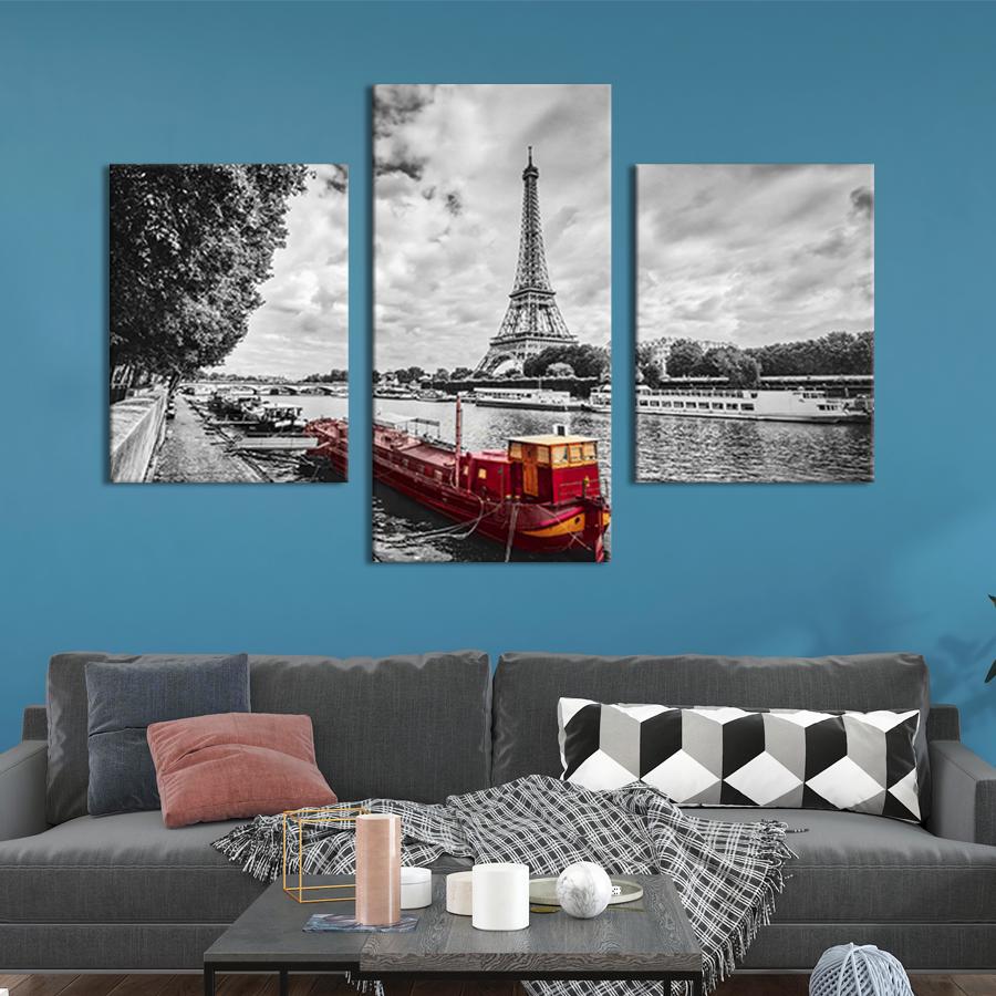 Картина для интерьера Река Сена и Эйфелева башня 96x60 см (359-32)