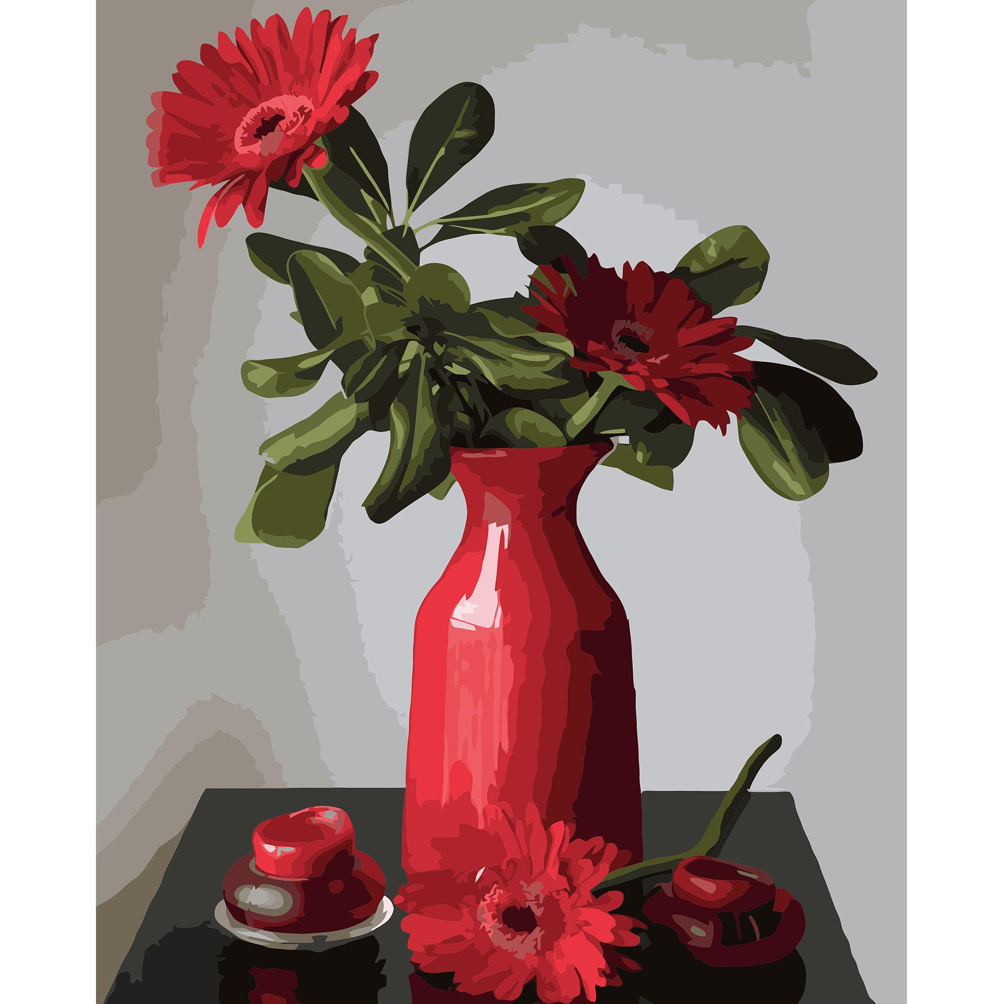 Картина за номерами Strateg Червоні Гербери 40x50 см (VA-3196)