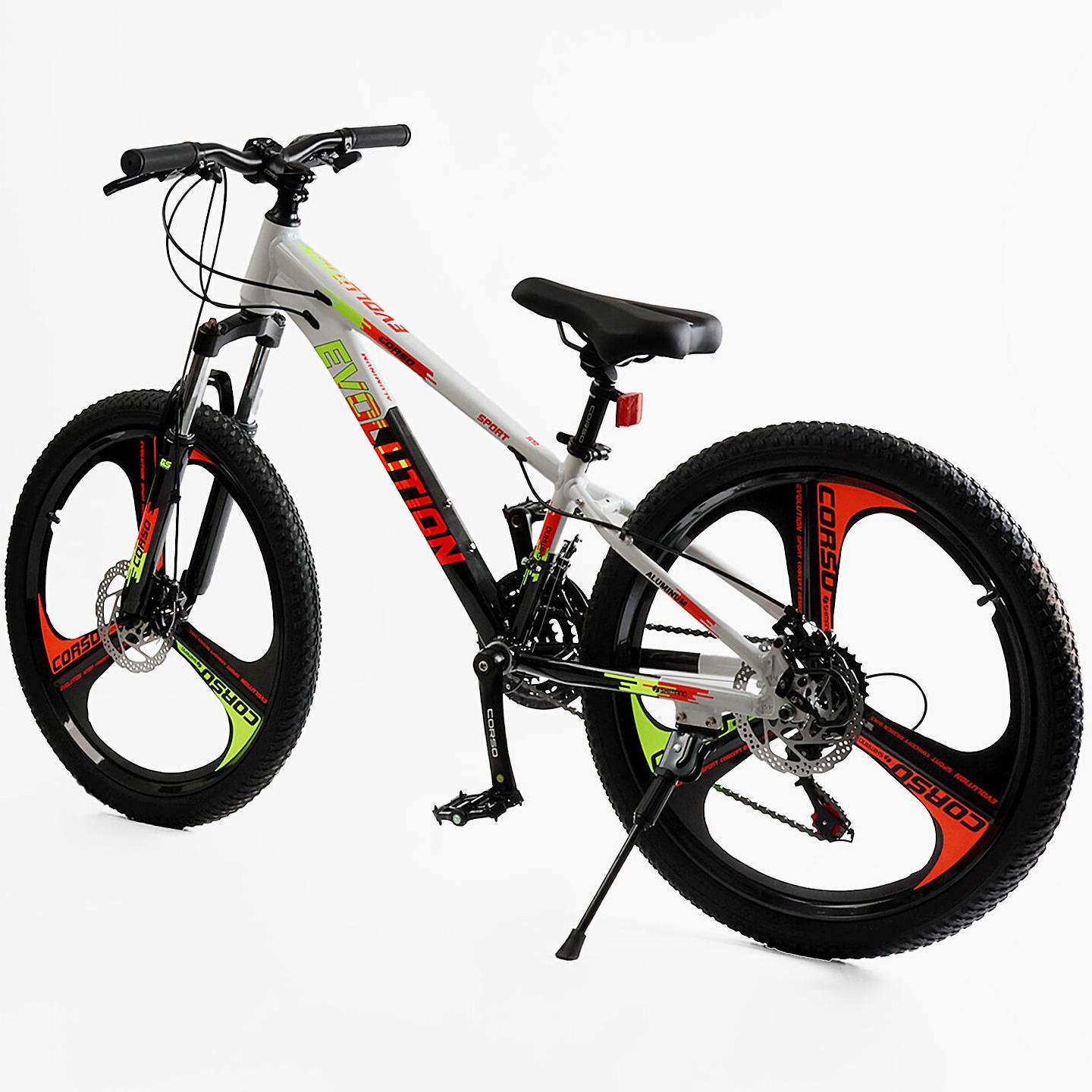 Велосипед горный подростковый алюминиевый Corso Evolution 24" литые диски рама 11" Белый - фото 3 Велосипед горный подростковый алюминиевый Corso Evolution 24" литые диски рама 11" Белый - фото 3