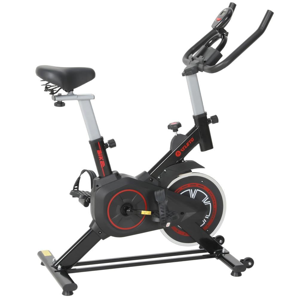Спинбайк велотренажер механический Atleto ES-7622K вертикальный для интенсивных тренировок Черно-красный (147-76-42401073)