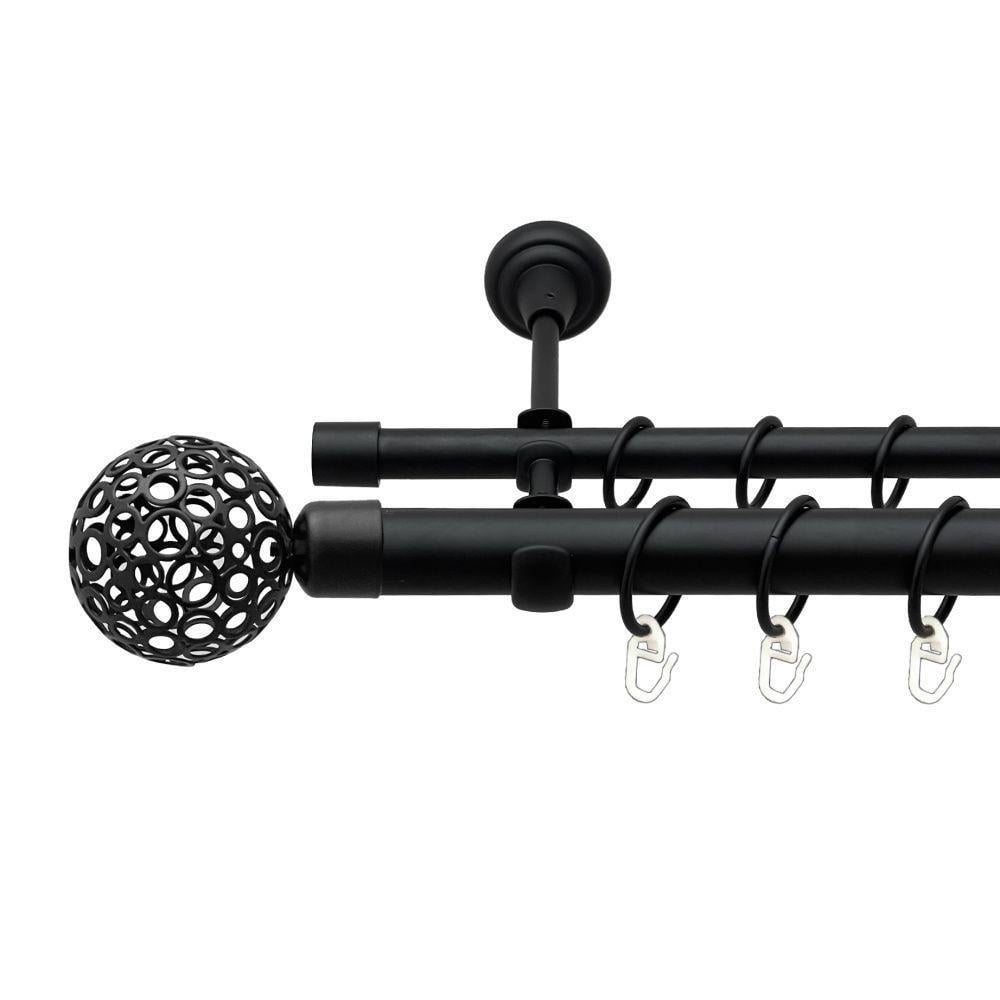 Карниз Orvit Савона металевий дворядний відкритий гладка труба кільце металеве 25/16 мм 200 см Чорний Оксамит (00-00020845) - фото 1 Карниз Orvit Савона металевий дворядний відкритий гладка труба кільце металеве 25/16 мм 200 см Чорний Оксамит (00-00020845) - фото 1