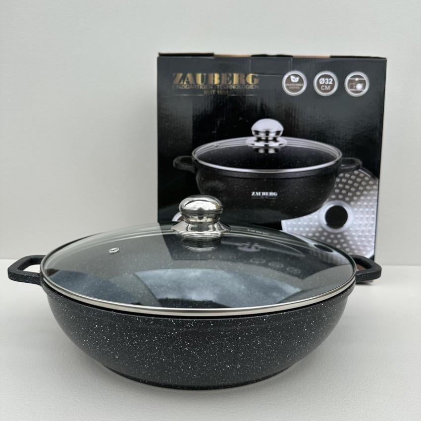 Сотейник-жаровня Zauberg 0532 BL с мраморным антипригарным покрытием 5,5 л 32 см (2656884585)