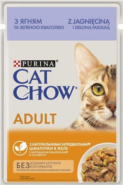 Корм влажный Cat Chow для взрослых котов с ягненком и зеленой фасолью 85 гр 78 шт. (10770686)