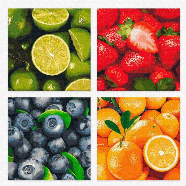 Картина по номерам Идейка Фруктовый микс 4 шт. 25x25 см (Id-KNP022)