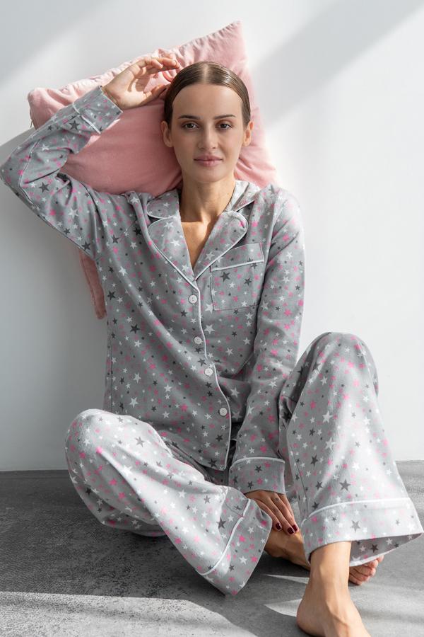 Пижамный костюм фланелевый Forly с брюками XL Pink Stars (FL0010-59-69_XL)
