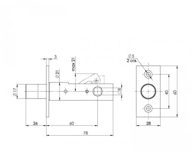 Засувка врізна Аріко одностороння Чорний/Хром (18038651) - фото 4 Засувка врізна Аріко одностороння Чорний/Хром (18038651) - фото 4