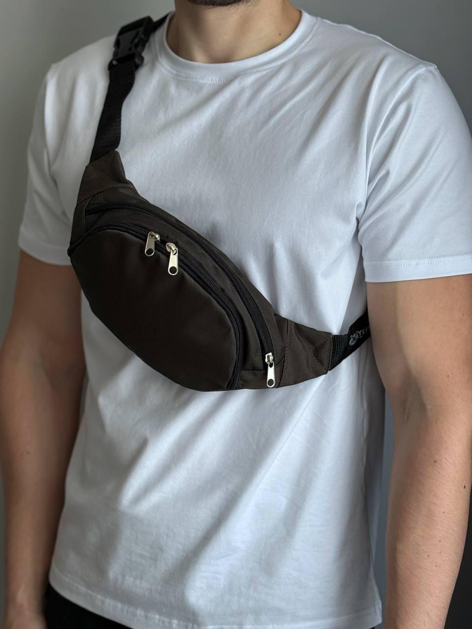 Сумка-бананка на пояс 4 отделения Хаки (4894583) - фото 2