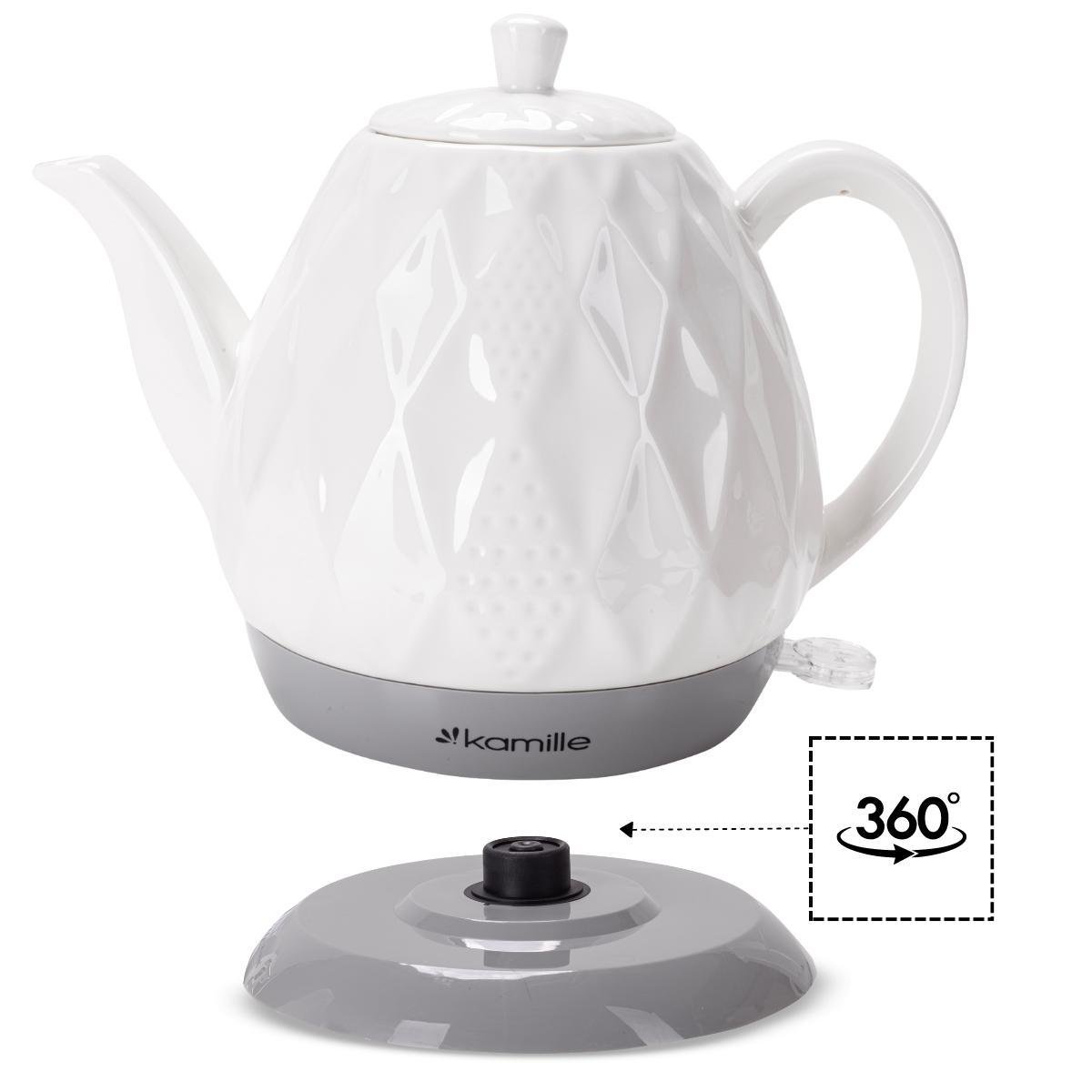 Електрочайник на підставці Kamille KM-1727 керамічний із фіксованою ручкою 1200 W 1,5 л Біло-сірий (124-84-1727) - фото 6 Електрочайник на підставці Kamille KM-1727 керамічний із фіксованою ручкою 1200 W 1,5 л Біло-сірий (124-84-1727) - фото 6