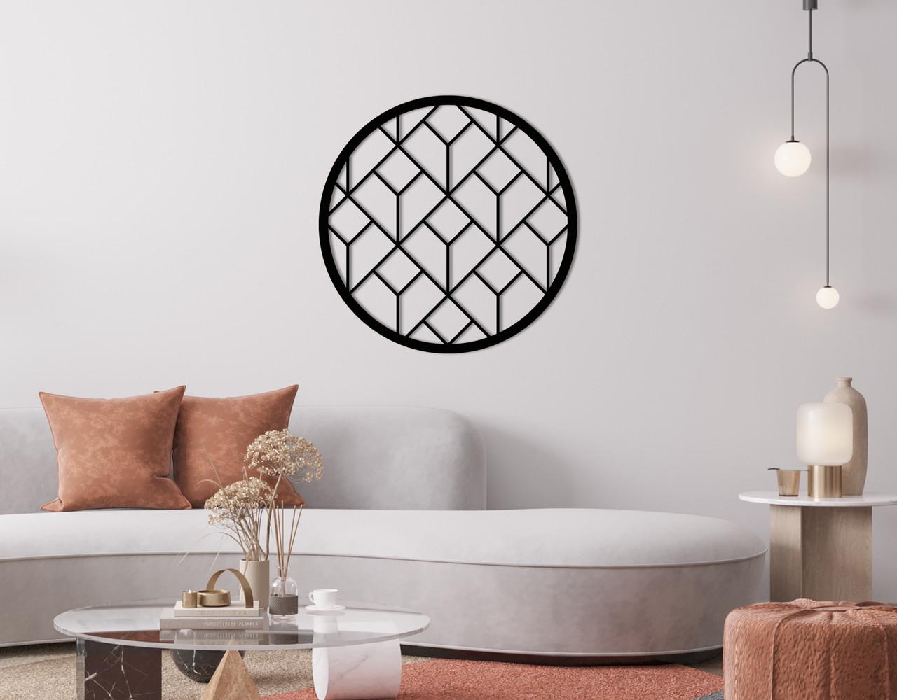 Панно на стену из дерева декоративное Upwood Decor Circle-056 51 30x30 см Black (1580684836)