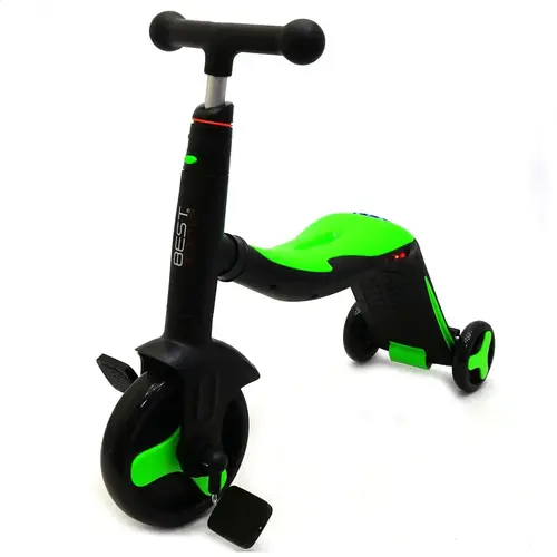 Самокат-велосипед Best Scooter 40405 3в1 трансформер зі світловими та звуковими ефектами Салатовий (JT 40405)