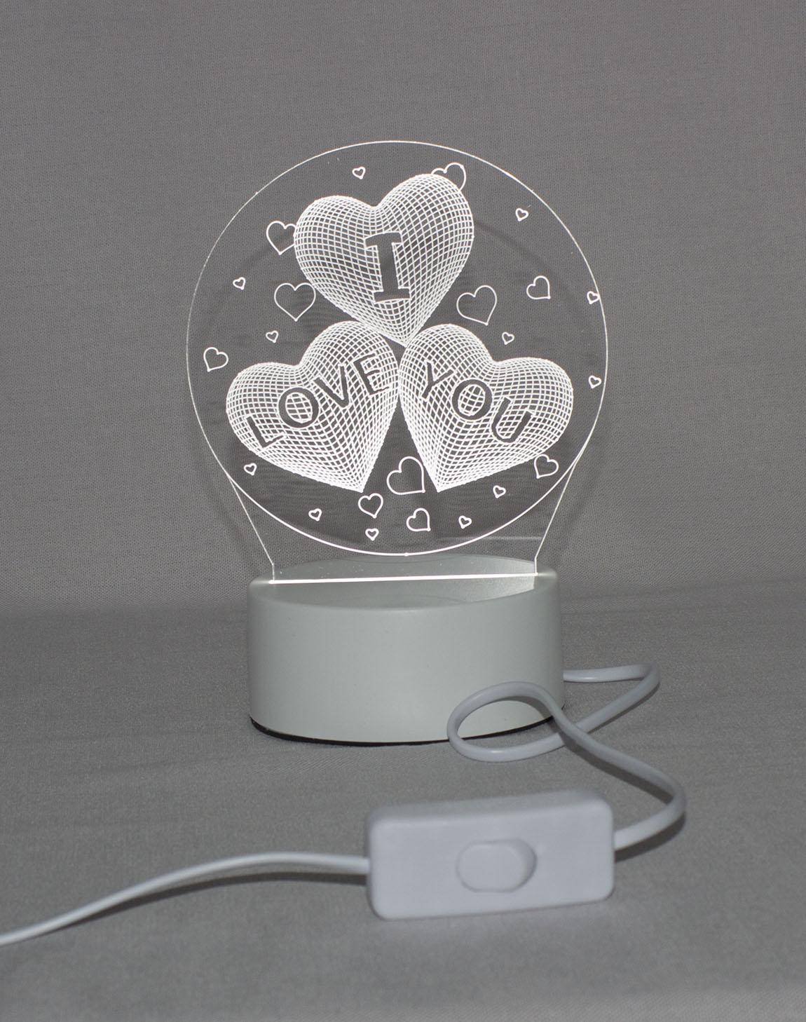 Ночник 3D I love You 3 оттенки 220 В Белый Ночник 3D I love You 3 оттенки 220 В Белый