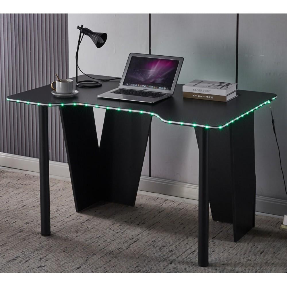 Комп'ютерний стіл Bonro B-13 геймерський ігровий з підсвіткою RGB LED 120 см Чорний (42401145)