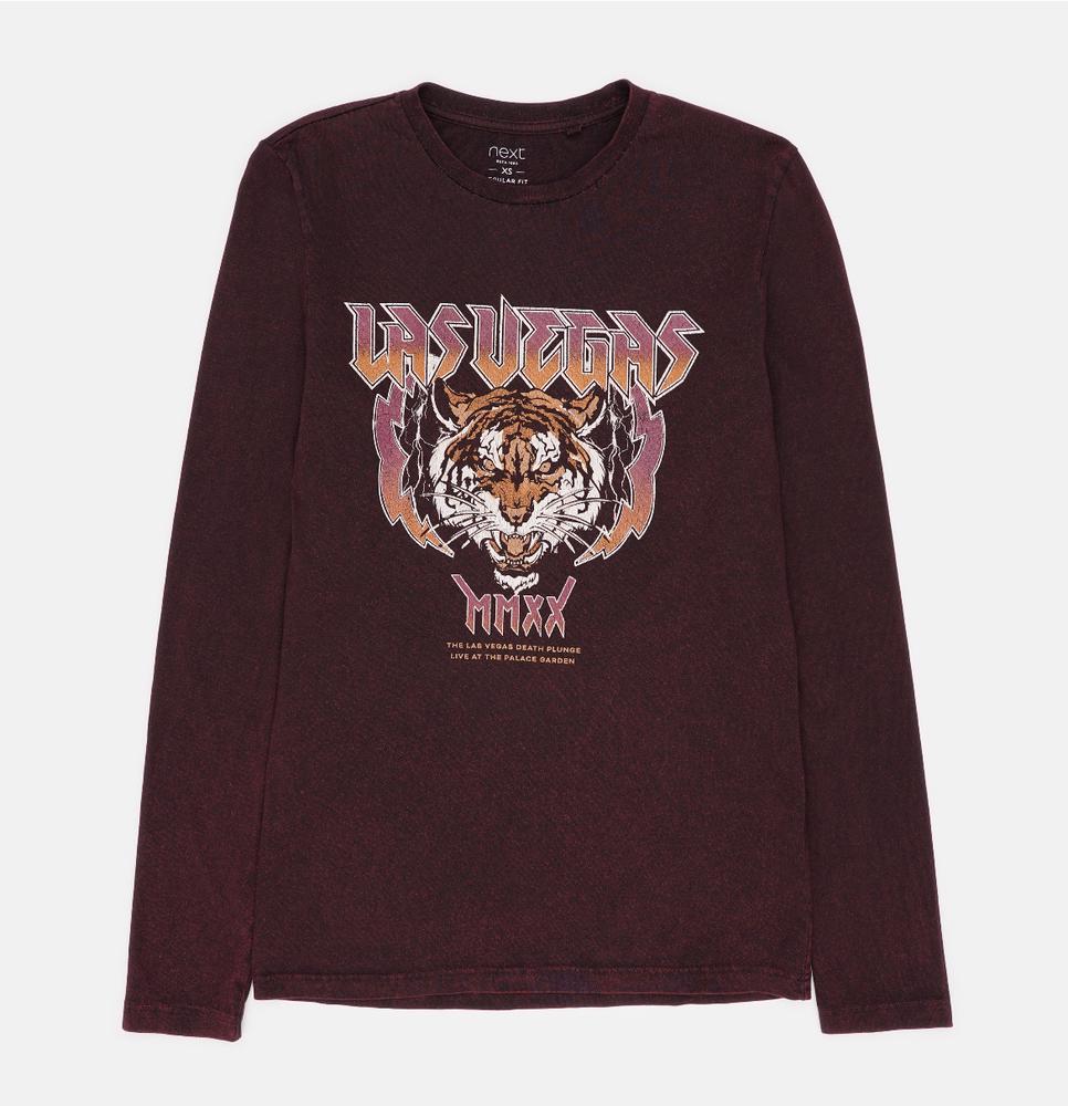 Футболка Next 438-377x21 длинный рукав мужская XS Бордовый (174597)