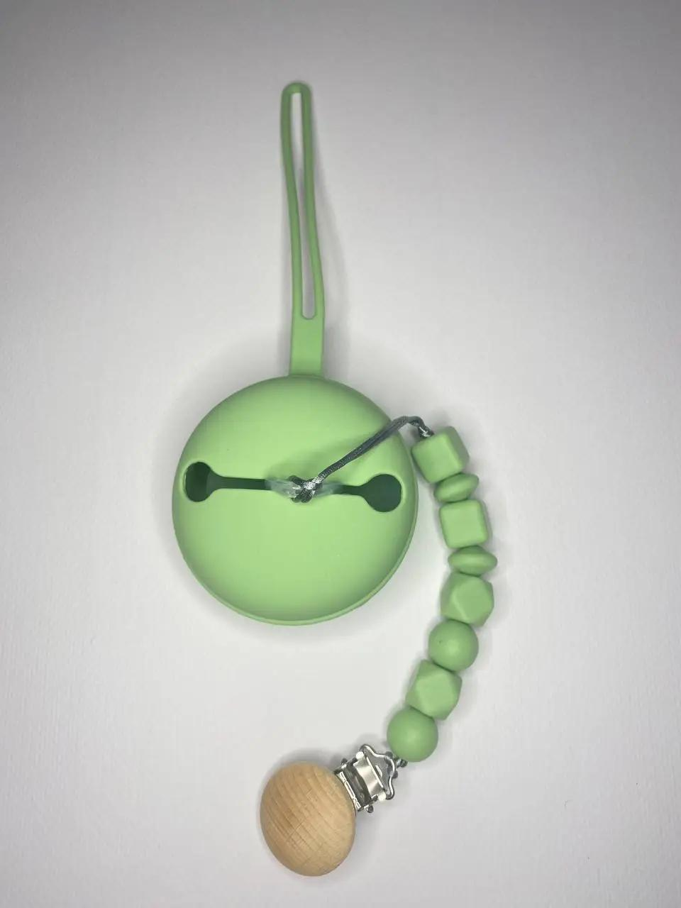 Пустышка силиконовая 3в1 с чехлом и креплением Зеленый (6101) - фото 3
