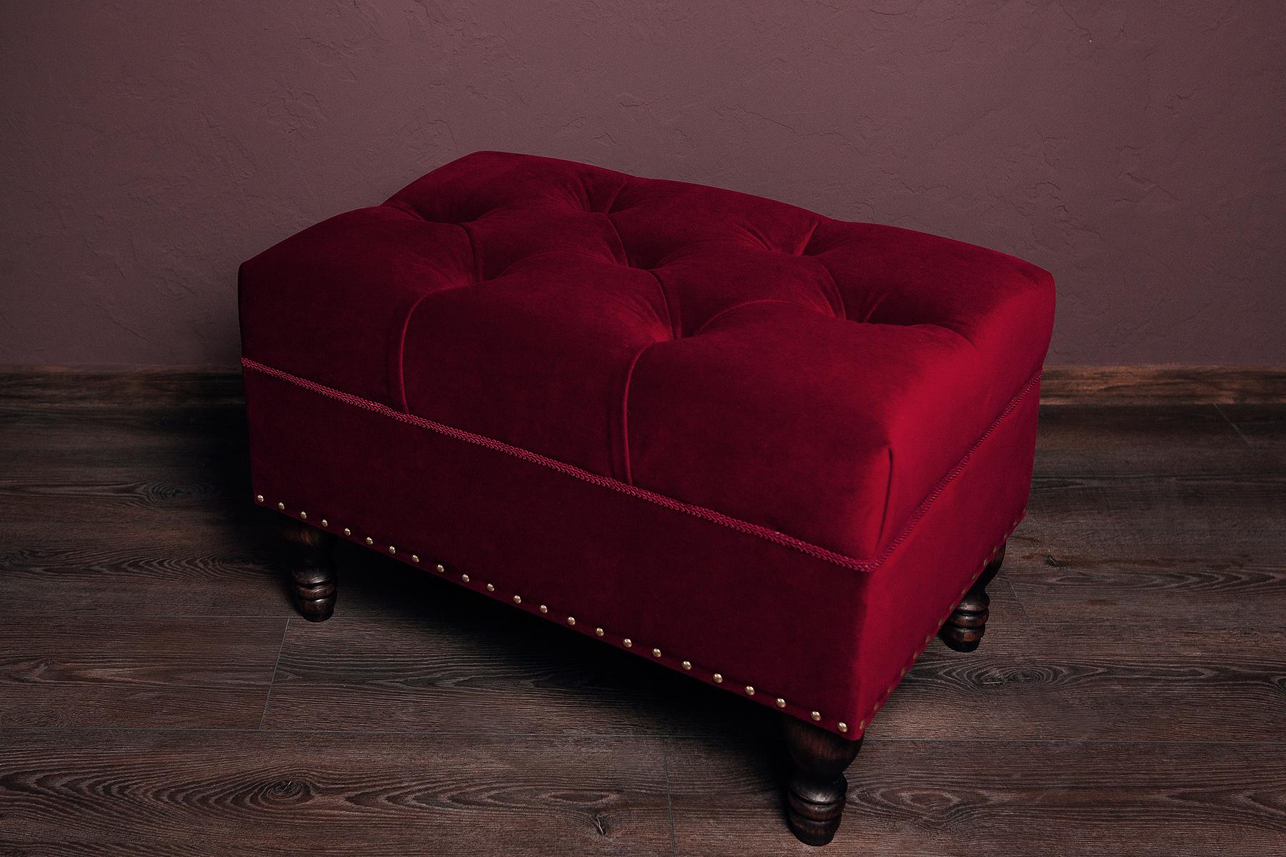 Пуф капітоне Людовік велюр Рейнбоу 70х45х45 см Бордовий - фото 3 Пуф капітоне Людовік велюр Рейнбоу 70х45х45 см Бордовий - фото 3