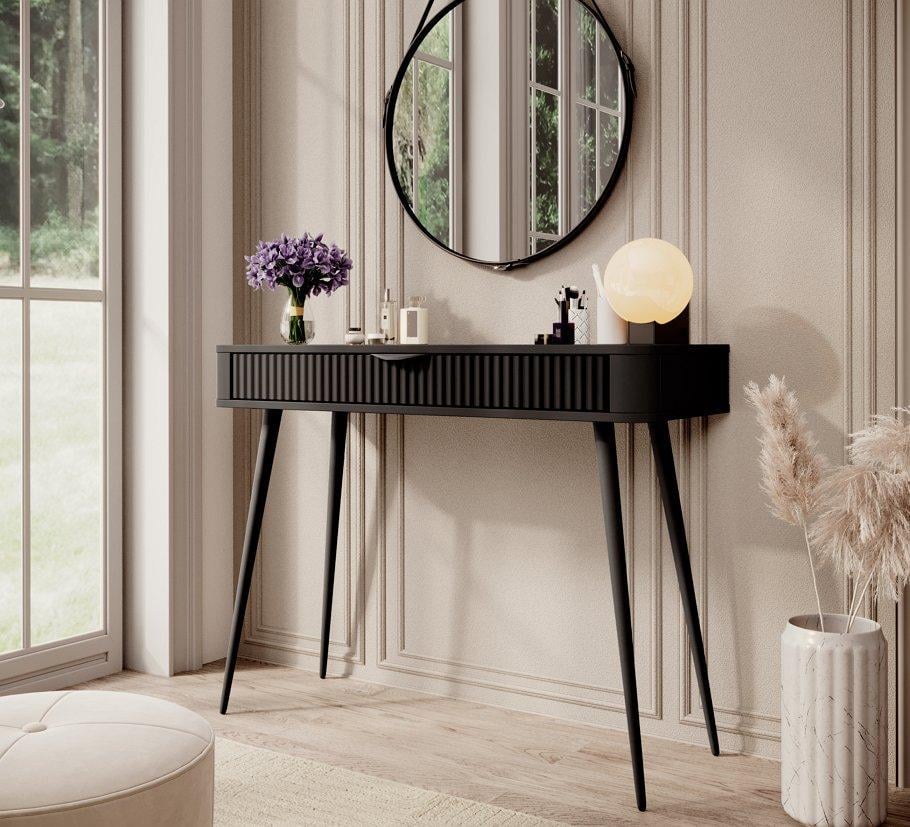 Туалетный столик Perfect Home Lante 1S/100 с 1 ящиком и черными ножками Черный (PFH-091188)