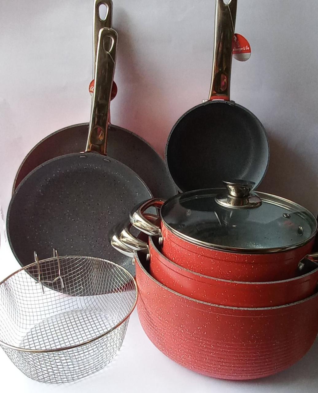 Набір каструль Bachmayer з гранітним покриттям Червоний (BM-1907)