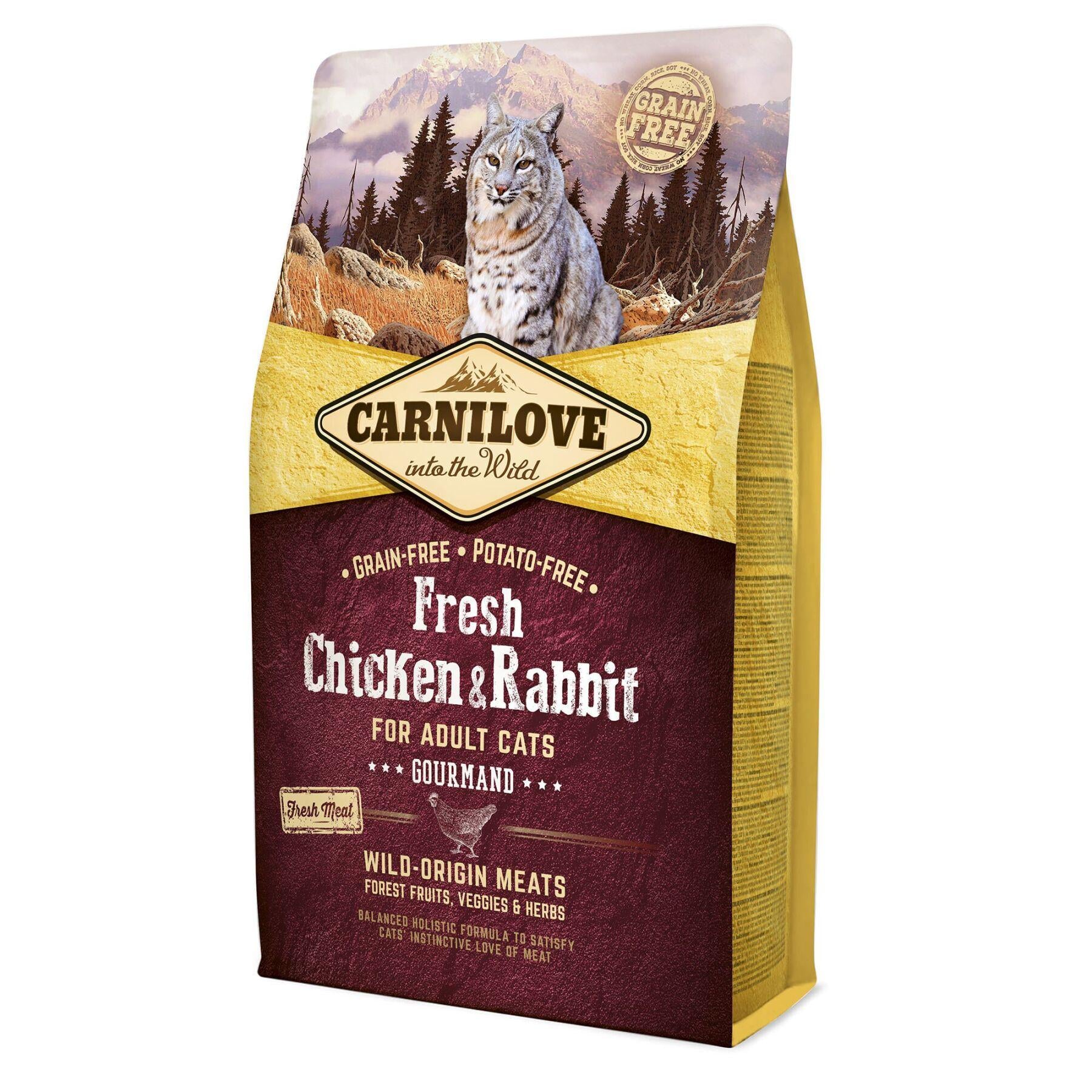 Корм сухой для взрослых кошек Carnilove Fresh Gourmand с курицей и кроликом 2 кг (8595602527397)