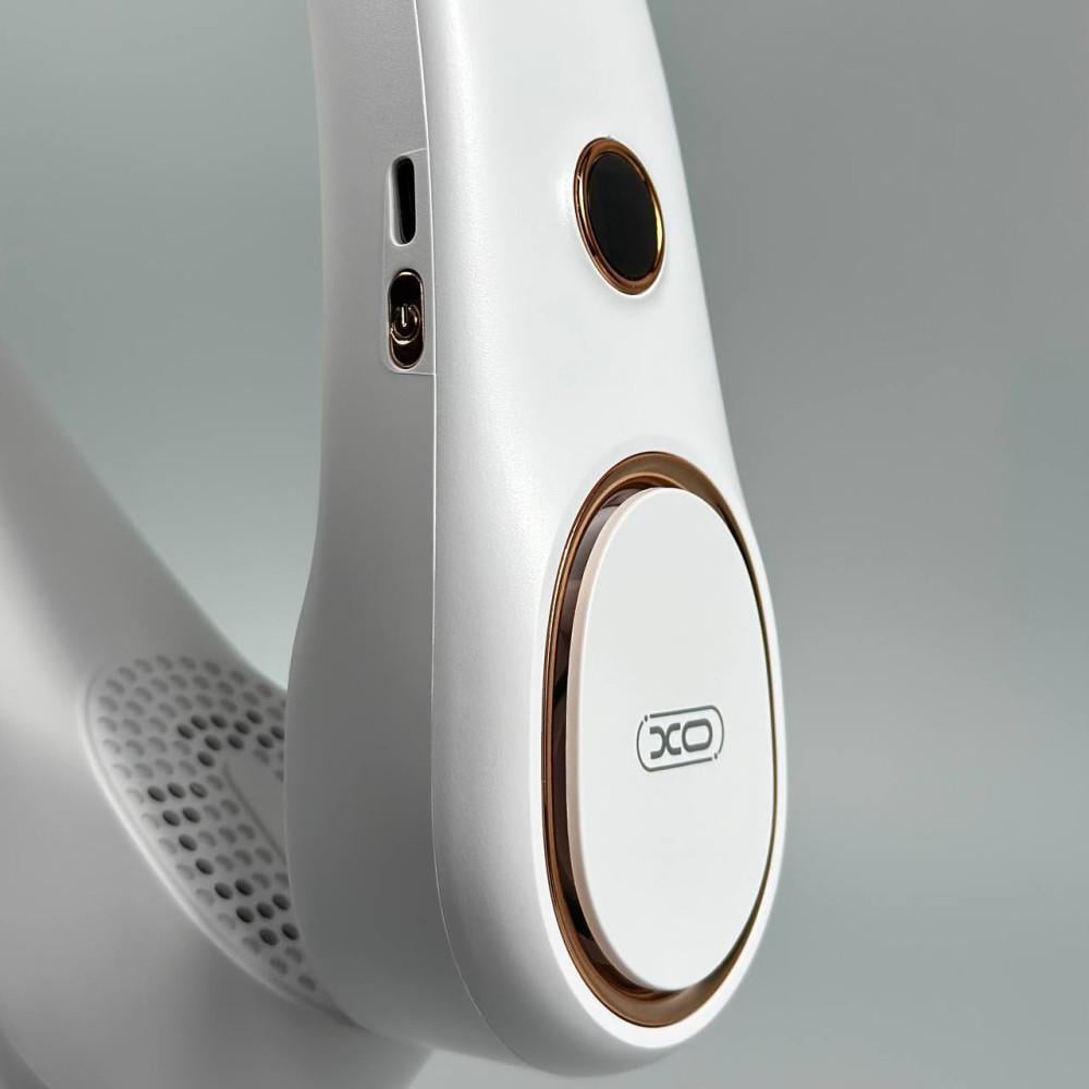 Вентилятор на шию Xo MF100 з акумулятором 1200 mAh White - фото 4