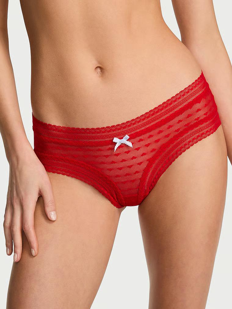 Трусики чики Victoria's Secret The Lacie Heart Lace Cheeky Panty S Красный (27183887)