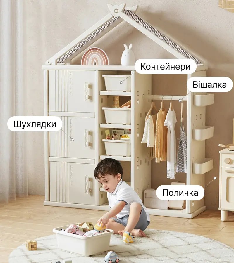 Шкаф в детскую Lumpurini Ornella с контейнерами и вешалкой (108e1f67) - фото 8