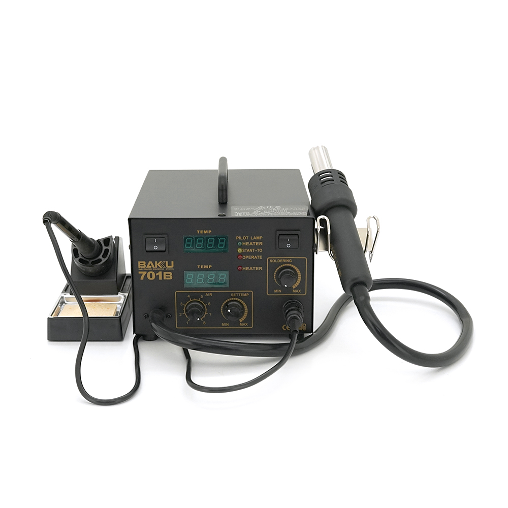 Паяльная станция BAKKU BK-701B цифровая индикация/фен/паяльник 600 Вт 335х280х200 мм (YUT_V2092)